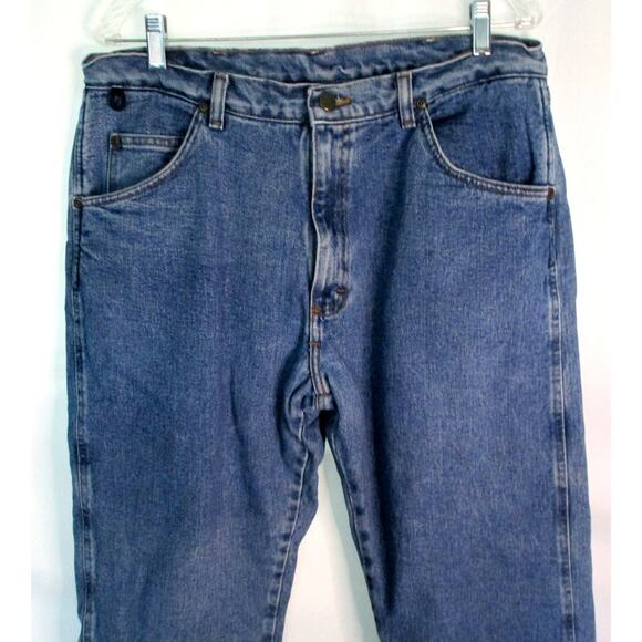 Wrangler Men's Rugged Wear Straight Blue Jeans Fleece Lined Size 36 X 30 - Picture 2 of 10